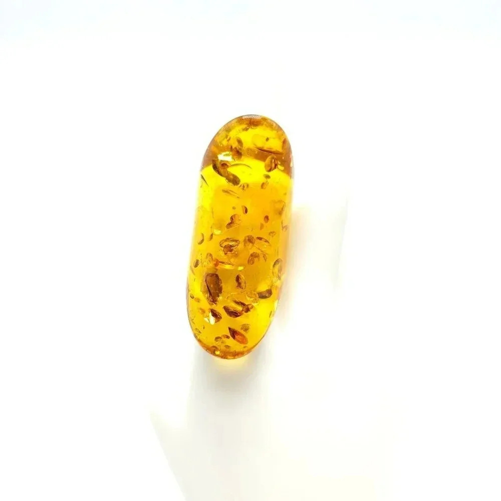 Modernist Faux Amber Abstract Boho Hippie Large Ring Size 7.5
